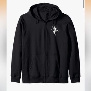 Black Zip-Up Hoodie with Fairy Design